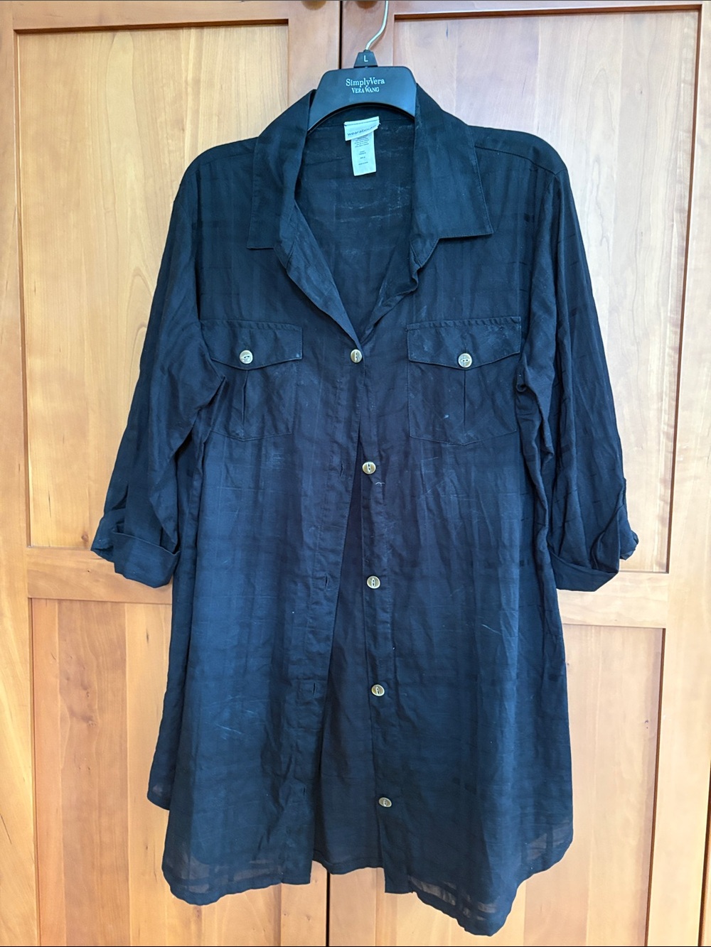 Lightweight Black Swim Coverup Shirt Dress